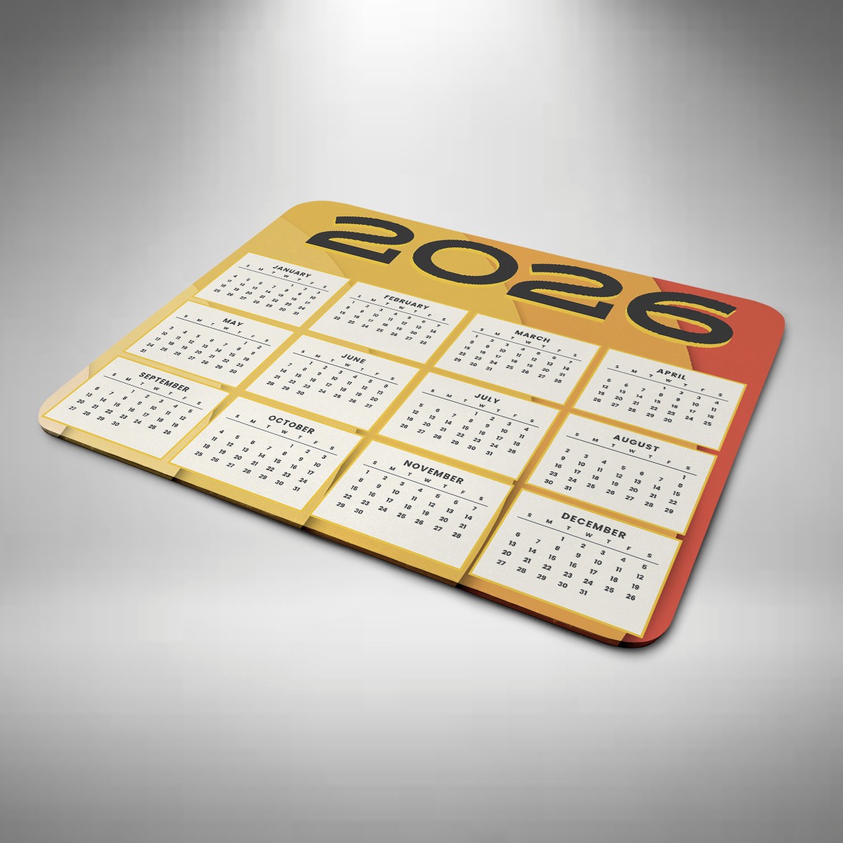 Alfombrilla de ratón calendario 2026 alfombrilla para computadora portátil PC escritorio oficina grande 5 mm de grosor 2