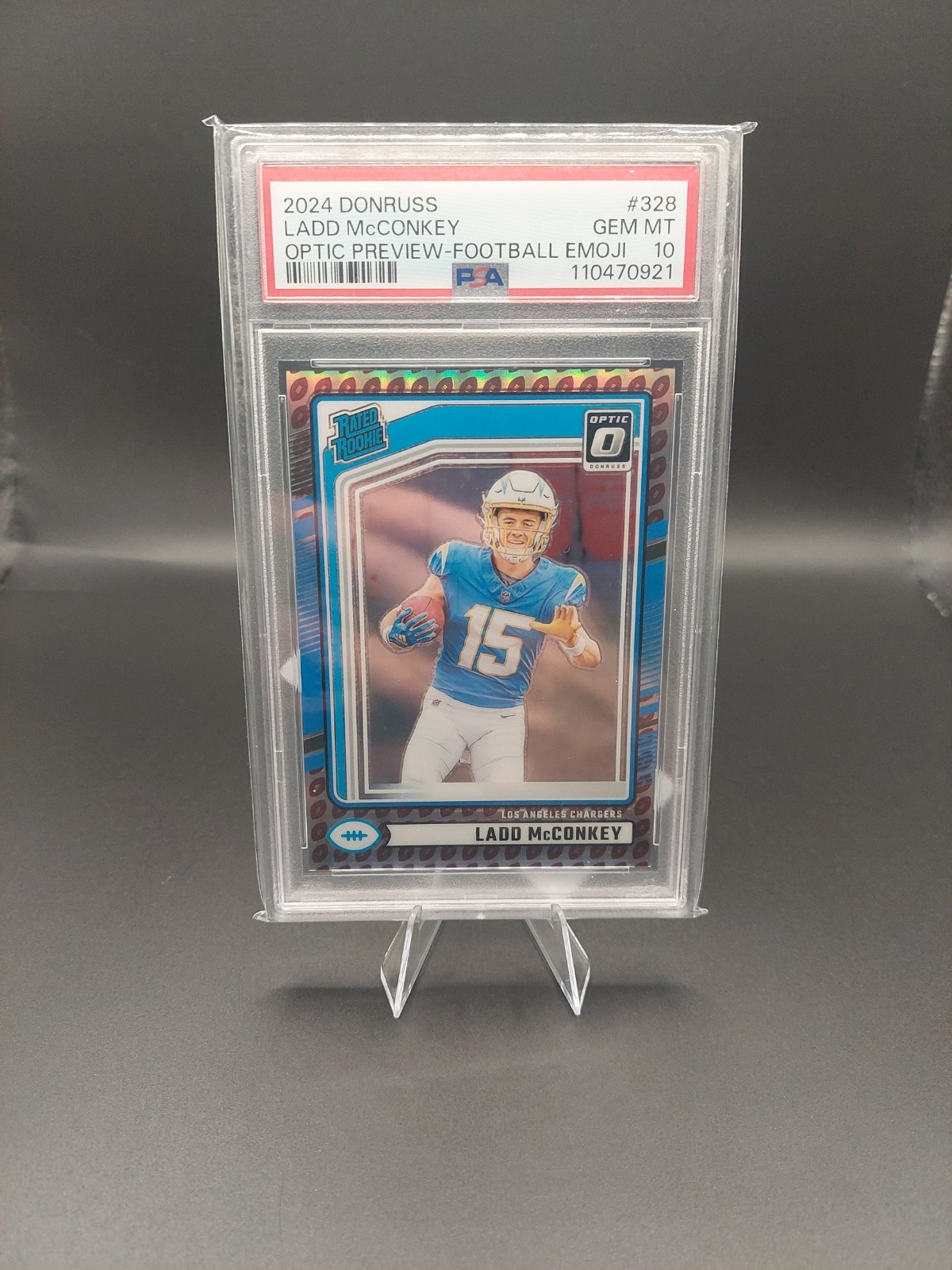 2024 Donruss Optic Preview Football Emoji Ladd McConkey PSA 10 Chargers LOW POP