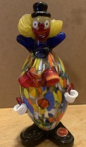 Murano Art Glass Clown 7 1/5" Speckled Multicolored Glass
