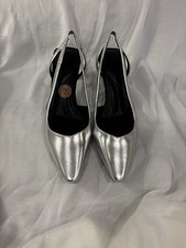 DKNY Heel Shoes Size 8 Leather Silver Color NEW WB