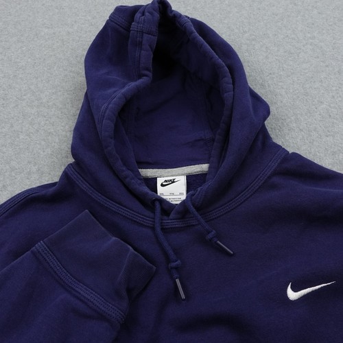 Nike Hoodie Herren XXL Pullover Sweatshirt blau bestickt Swoosh Kordelzüge