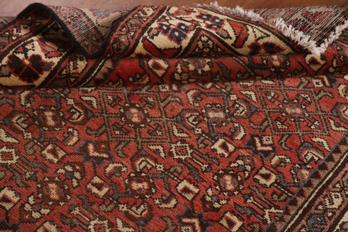 Hand-Knotted Red Geometric Wool Runner Rug 4x10 Ft Medallion Oriental Rug - Picture 17 of 21
