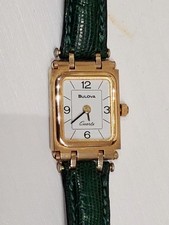 Bulova Quartz Lady Mod.1A28L, Cinturino Lucertola Verde