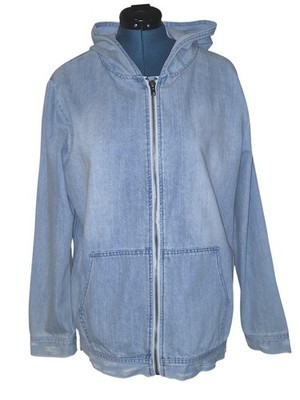 Jackson Hooded Denim Long Full Zip Lagan Look Kangaroo Pocket Jacket Mens Medium