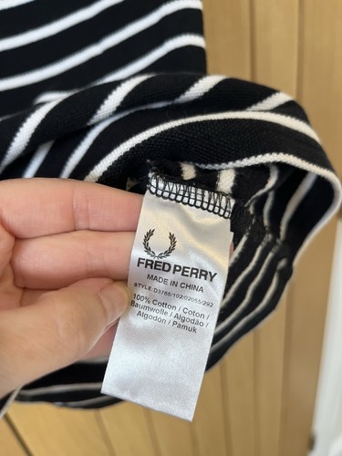 FRED PERRY Women’s Striped Navy White 100% COTTON DRESS SIZE 10 - Picture 6 of 7