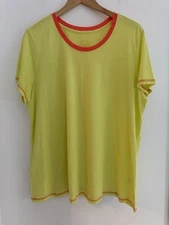 LOGO Lori Goldstein NEW The Tee Lime Green Yellow Coral Tunic Shirt Top Modal 1X