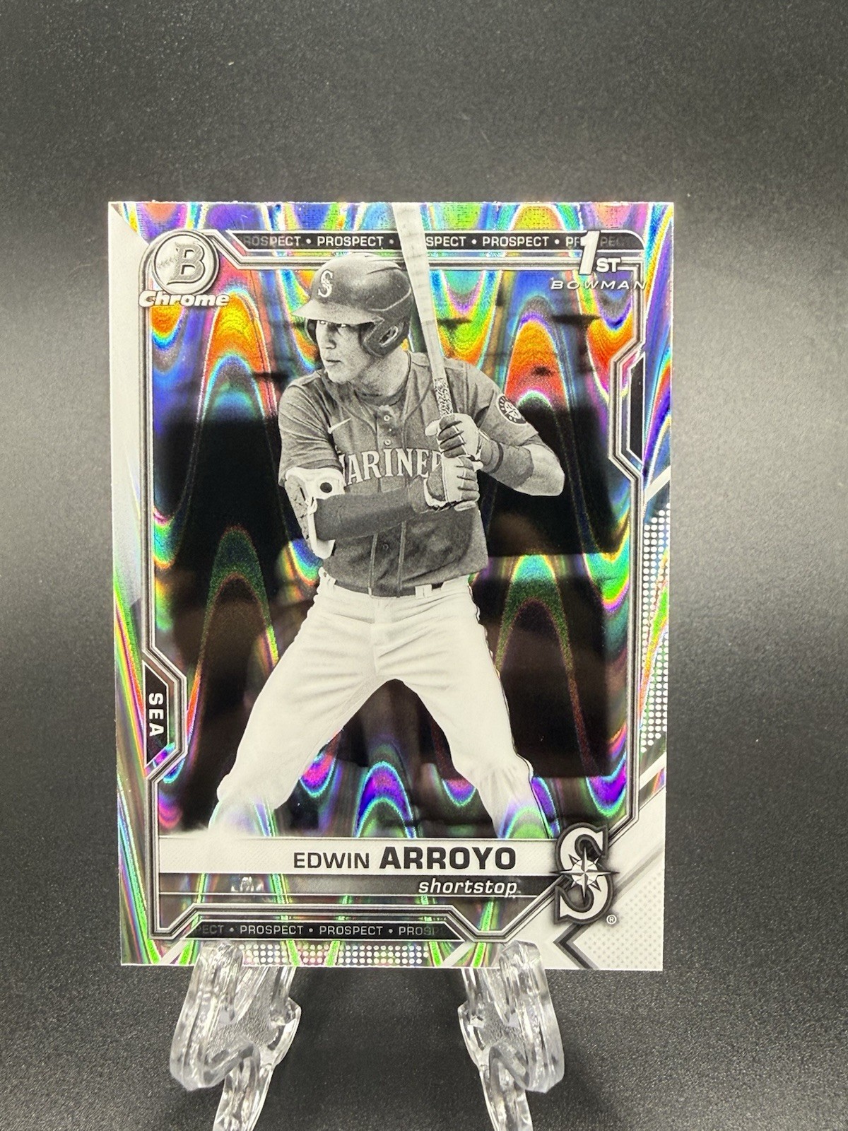 Edwin Arroyo 2021 Bowman Draft Chrome 1st Bowman Raywave Refractor #BDC-74 Reds