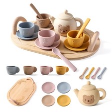 Tea Party Set for Little Girls 1-3 Kids Bear with Tray, With Tray