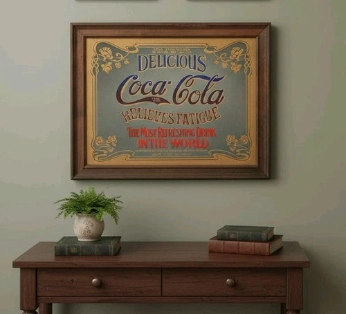 VINTAGE Style Coca-Cola Mirror Art Nouveau Delicious Relieves Fatigue 13.5x9.5