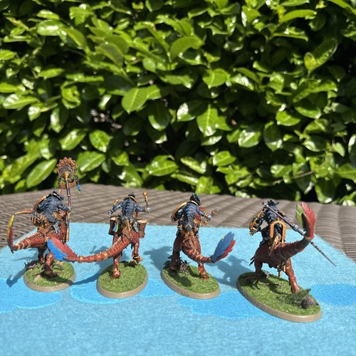 Saurus Scar-Veteran on Aggradon + 3 Aggradon Lancers Warhammer Seraphon Painted - Picture 19 of 19