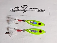 2 -3/4 oz SHAD Fishing Casting Jigging Lead Spoons Lure Chartreuse  willow Blade