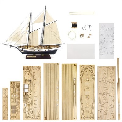 GAWEGM Wooden Ship Model Building Kit - 1/130 Harvey 1847 Sailboat Model for Col