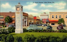 Vintage Linen Park Avenue Lake Wales FL Clock Tower Postcard