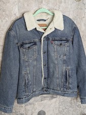 Levi's Sherpa Trucker Jacket Medium Wash Denim Blue Large