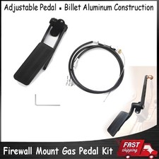 Universal Firewall Mount Gas Pedal Throttle Cable Kit Billet Pedal Black Cable