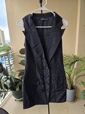 PrettyLittleThing Black Sleeveless Blazer Vest Dress Size 2 (UK 6)