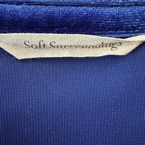 Soft Surroundings Blue Marlee Ruffle Velvet Top Blouse 3/4 Sleeve Sz Medium - Picture 10 of 12