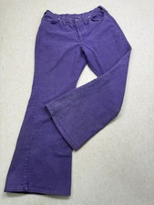 Vintage 1970s Maverick Blue Bell Purple Denim Jeans High Rise Bell Bottom USA 18