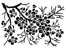 Really Great Stencils, Cherry Blossom Branches 1 Stencil, 6x8", Flowers, Blooms