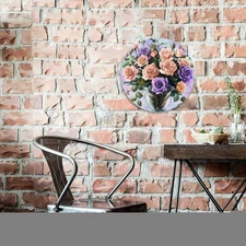 Elegant Floral Round Aluminum Sign Garden Privacy Screen Cafe Wall Art