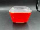 Vintage Pyrex 501-B Red/Light Orange Refrigerator Dish 1-1/2 Cup with Lid