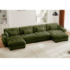 U Shaped Sectional Sofa Cloud Couch with Movable Ottomans,Convertible Deep 4 S