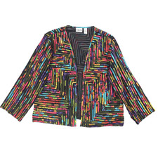 VTG 90s Chicos Sheer Stripe Jacket 2 Open Front Artsy Wearable Art Eclectic Boho
