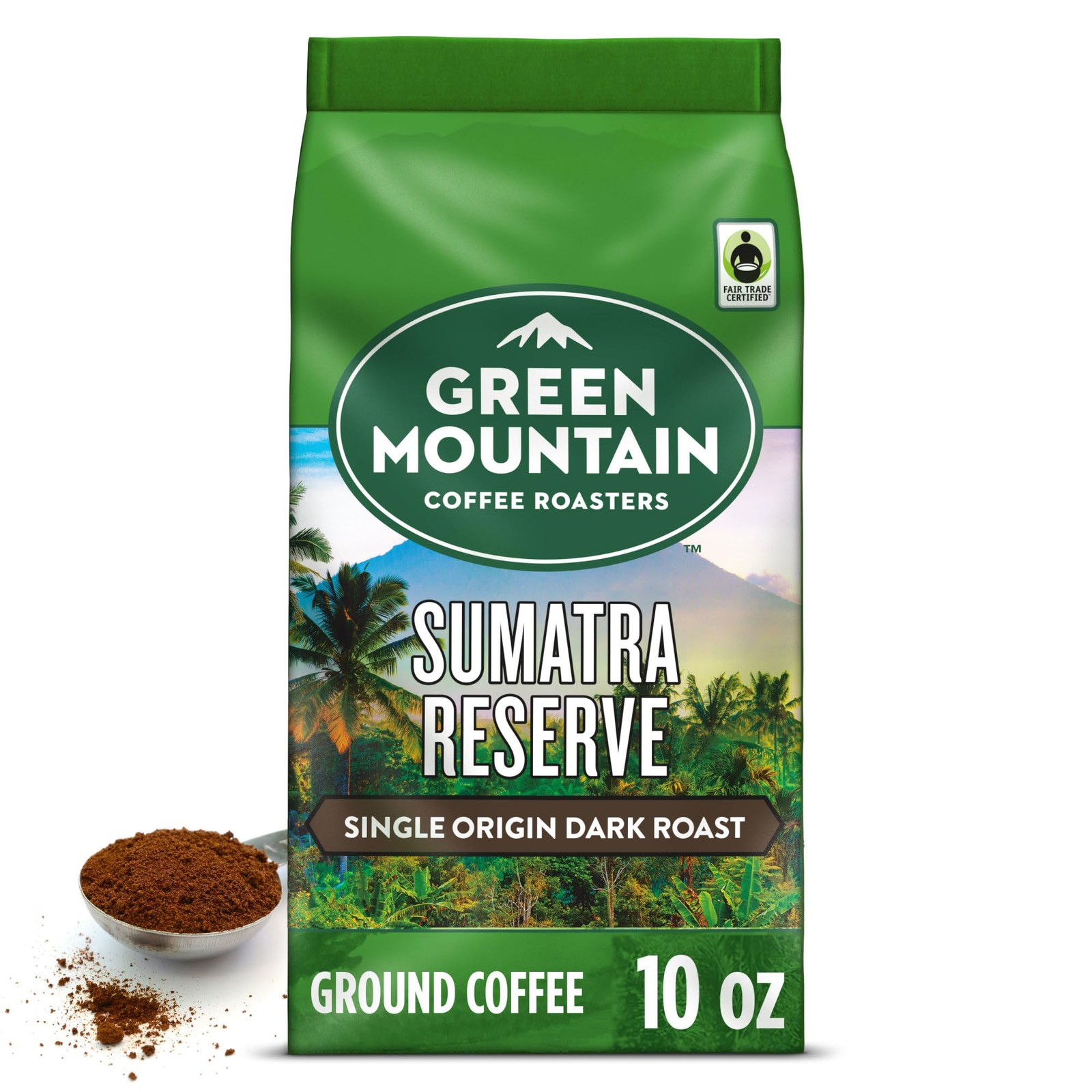 Green Mountain Organic Dark Roast Coffee 10oz Bold Tropical Flavors 100 Arabica