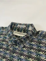 RARE Fractal Jhane Barnes XL Shirt Green Blue Purple Diamonds Japan Vintage
