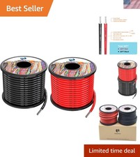 10 AWG Silicone Wire, 50ft - Flexible Red Black Tinned Copper Cable, 600V