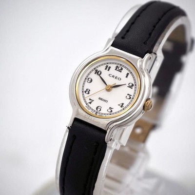 337 Working SEIKO CREO watch for women, black and silver.