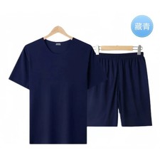 Men's Summer Thin Ice Silk Lounge Nightwear Suit Non-trace Home Wear Seamless Sh