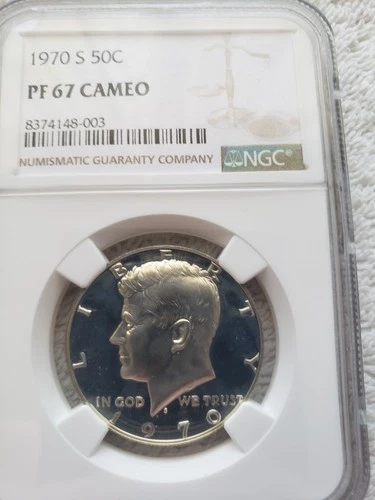1970 S NGC PF67 Cameo Silver Proof Kennedy Half Dollar White Coin JFK 50c