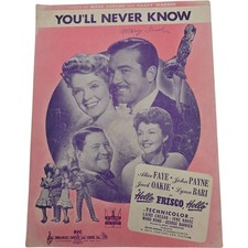 You'll Never Know From the Movie Hello Frisco Hello 1943 Vintage Sheet Music