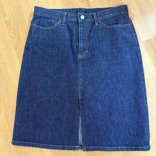 Vintage GAP JEANS Skirt SZ 8 Stretch Denim Y2K A LINE PENCIL MIDI Front SLIT 32W