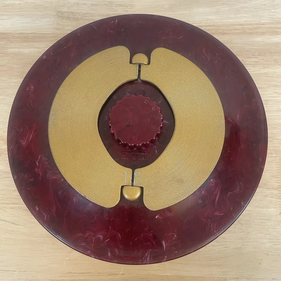 Turnit Mfg. DE COLECCIÓN Carrusel POKER CHIP CADDY SOPORTE Rojo Remolinado Baquelita Estilo Foto 2 de 4