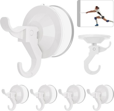 Suction Cup Hooks, 5 Pack Shower Hooks with Adhesive Suction Tab Hold up to 1...