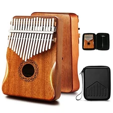 Kalimba Thumb Piano 17 Keys with Wood,Mbira,Finger Piano Builts-in Mahogany