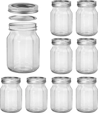 KAMOTA Mason Jars, 16 oz Octagonal Jars With Regular Lids and Bands, Ideal... 