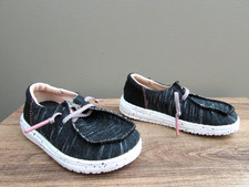 Hey Dude Wendy Girls Toddler Jersey Gray black Pink Slip On Shoes-k8