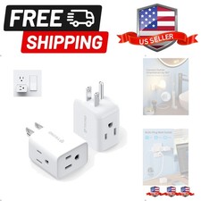 Multi Plug Wall Outlet Extender - 2 Pack Electrical 3 Way Plug Extension Outl...