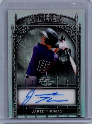 2024 Leaf Trinity #S-JT1 Jared Thomas Steel Autograph Prismatic Silver