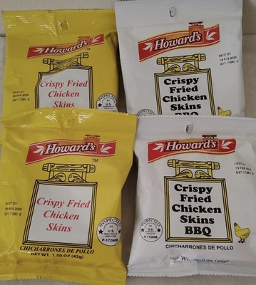 Howard's Crispy Fried Chicken Skins, 4- 1.5 0z. bags, 2 Regular & 2 BBQ