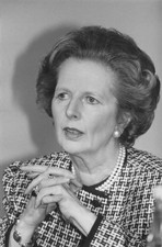 Margaret Thatcher at a Conservative party election briefing Her pa- Old Photo