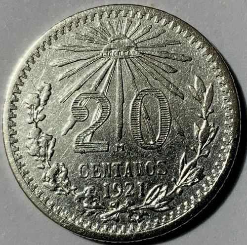 1921 Mexico 20 Centavos Silver — photo from another recent sale