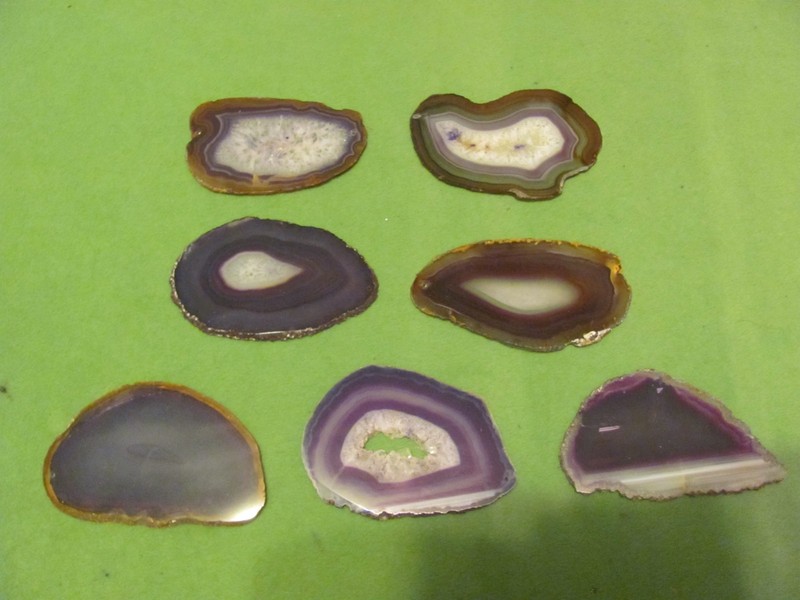 Lot of 7 Agate Slice Geode Decor