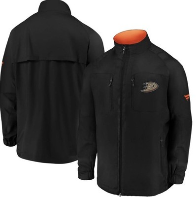 NWT Men s Fanatics Authentic Pro Anaheim Ducks Full Zip Jacket Large Black L