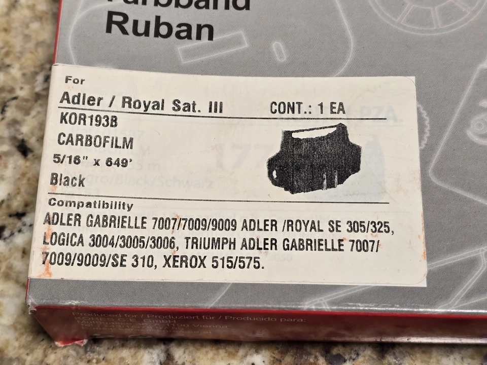Lot Of 2- NOS Kores Ribbon KOR193B Carbofilm 5/16" X 649' NEW Adler Logica Xerox - Image 3 of 4