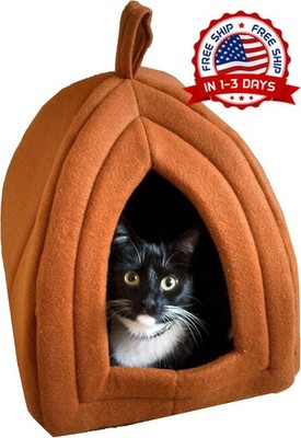 Cama cueva gato olla miel suave esponja nido mascota cojin extraible lavable