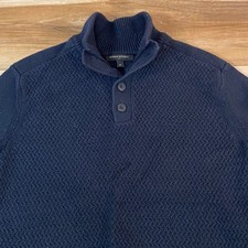 Banana Republic Button Mock Neck Sweater Mens Medium Textured Knit Pullover